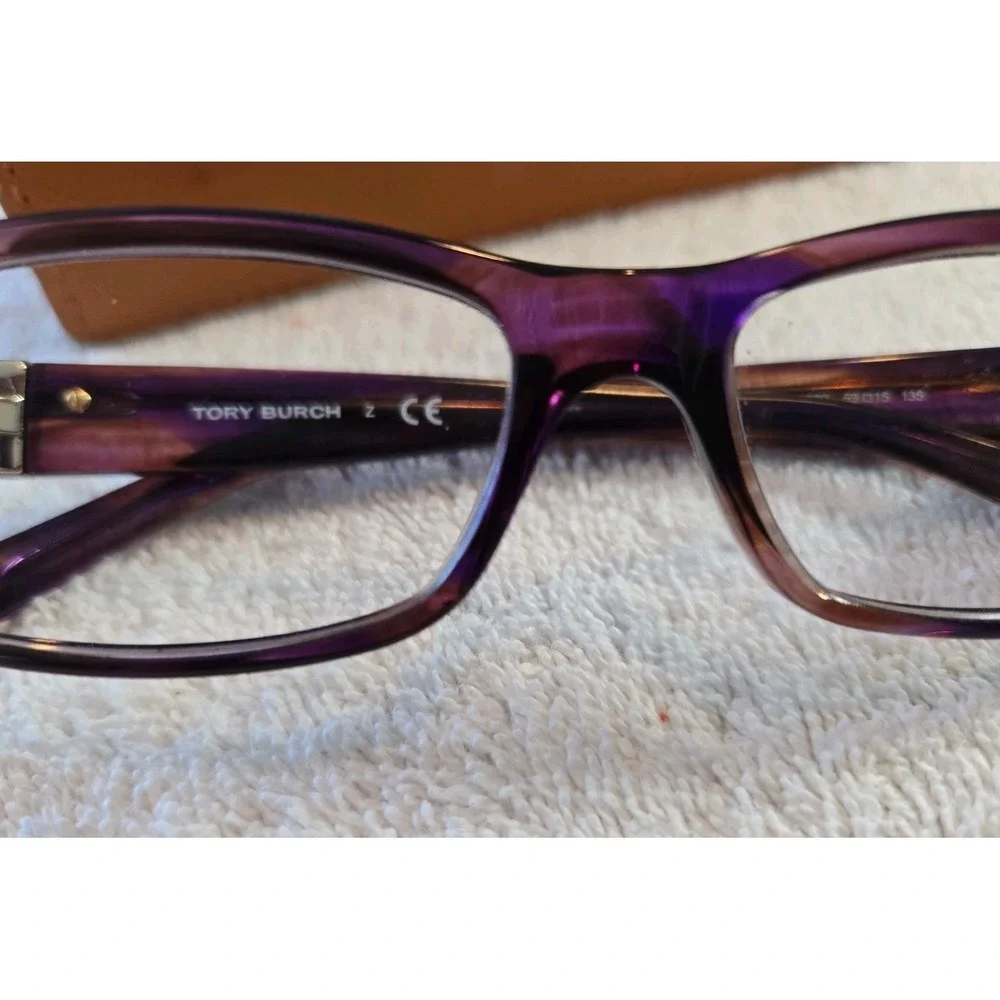 Tory Burch Brown With Purple Tint Eyewear with Gold Accent With Prescription Len